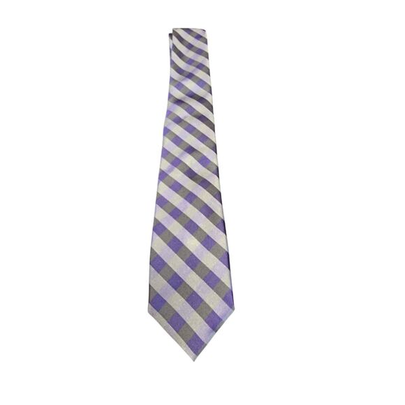 J.‎ Ferrar Gray & Purple Plaid Tie - Picture 1 of 2